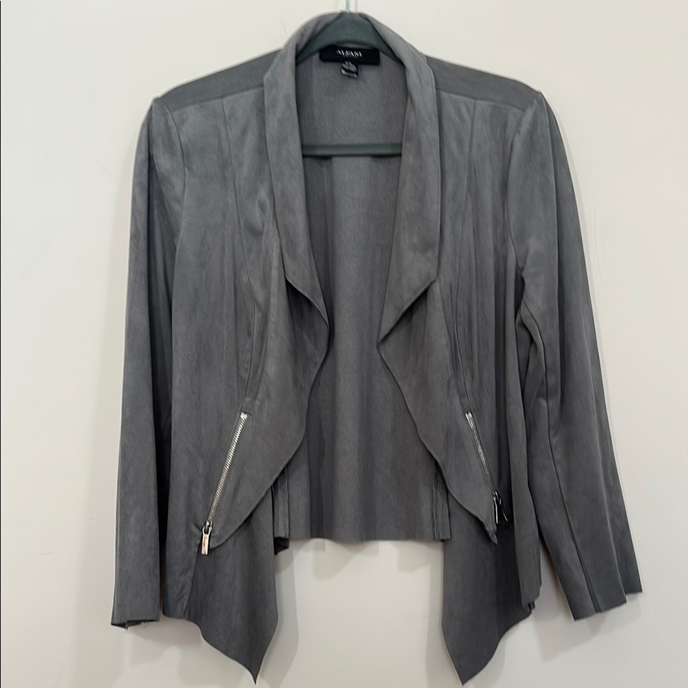 Alfani Faux Suede Jacket with Waterfall Front and Asymmetrical Design